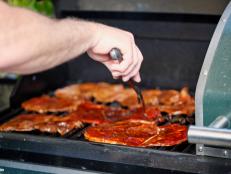 Marinated Carne Asada on the grill.